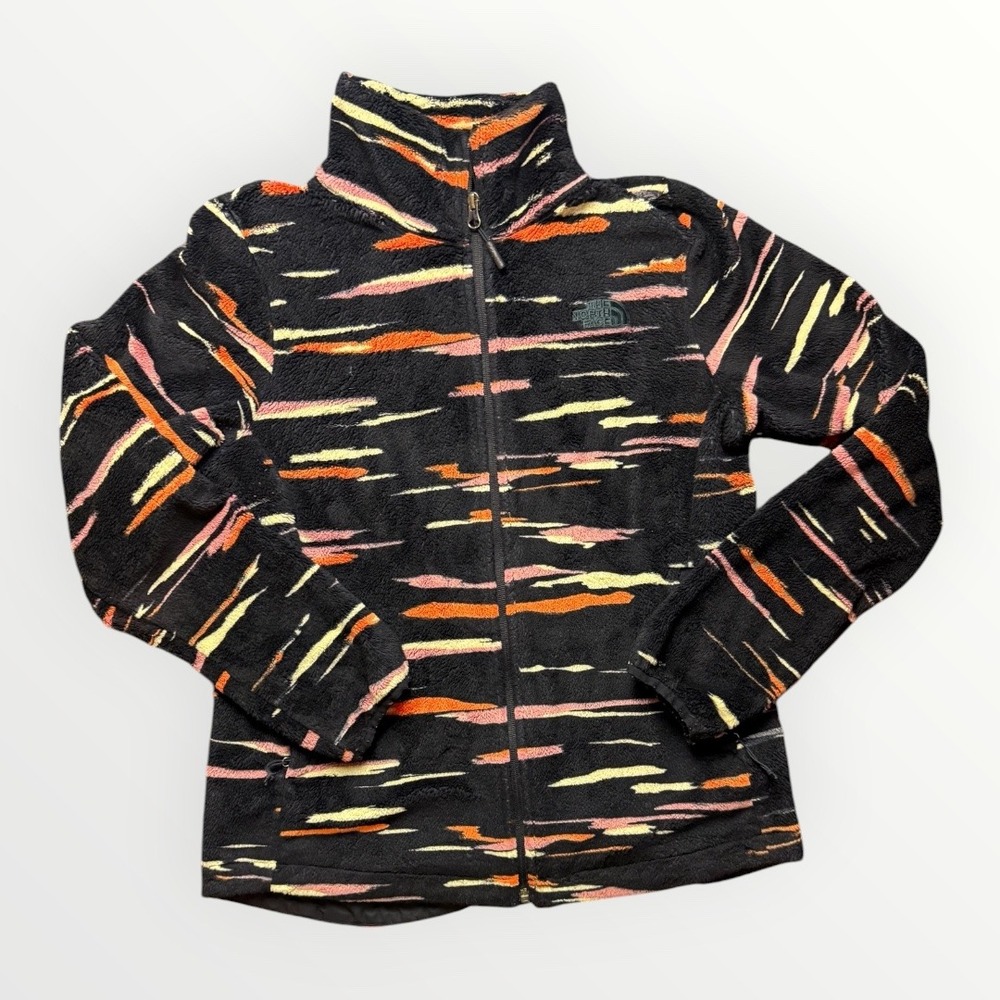 The North Face Womens Osito Fleece Jacket Full Zip Abstract Print Black Medium